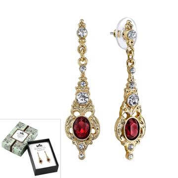 Downton Abbey Linear Drop Earrings, Teens, Red