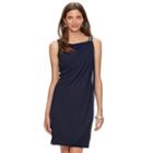Women's Chaps Embellished Chiffon Draped Evening Dress, Size: 14, Blue (navy)