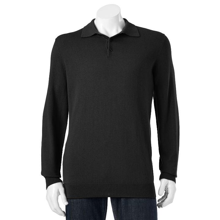 Big & Tall Croft & Barrow&reg; Classic-fit 12gg Solid Polo, Men's, Size: L Tall, Black