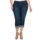 Plus Size Jennifer Lopez Rockin Cuffed Capri Jeans, Women's, Size: 18 W, Dark Blue