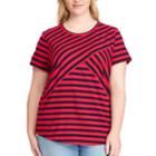 Plus Size Chaps Striped Crewneck Tee, Women's, Size: 2xl, Red