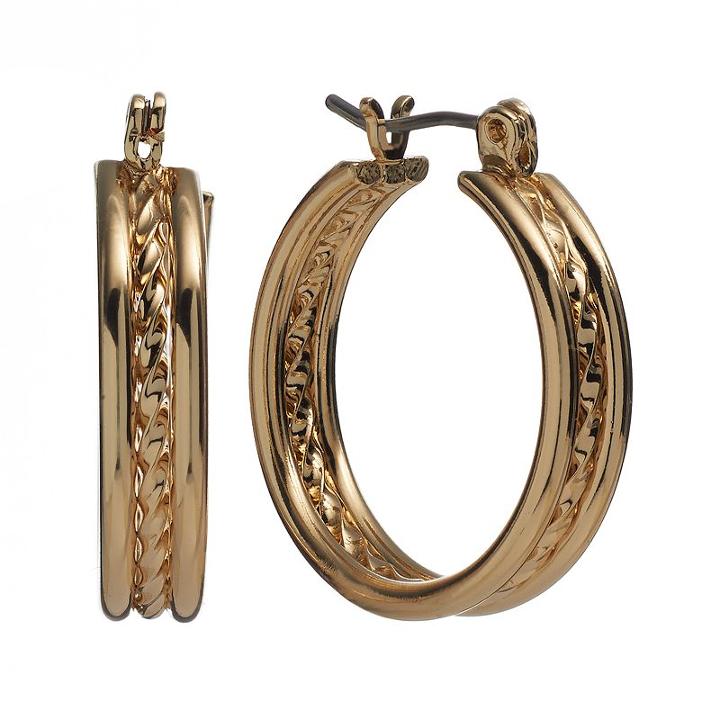 Apt. 9&reg; Twist Triple-hoop Earrings, Women's, Yellow