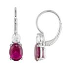 Stella Grace Sterling Silver Lab-created Ruby And Lab-created White Sapphire Drop Earrings, Women's, Red