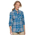 Petite Sonoma Goods For Life&trade; Essential Supersoft Flannel Shirt, Women's, Size: Xs Petite, Dark Blue