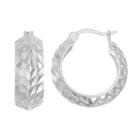 Sterling Silver Textured Openwork Hoop Earrings, Women's, Grey