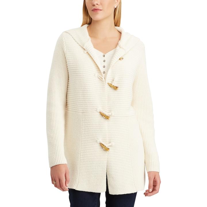 Women's Chaps Rib-knit Toggle Cardigan, Size: Xl, Natural