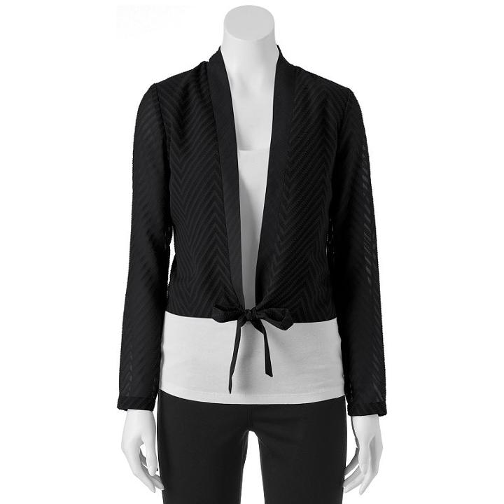 Juniors' Candie's&reg; Cropped Tie Front Top, Girl's, Size: Medium, Black