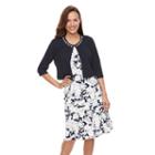 Women's Perceptions Floral A-line Dress & Beaded Jacket Set, Size: 8, Dark Blue