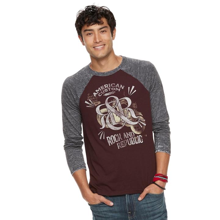 Men's Rock & Republic Graphic Raglan Tee, Size: Xl, Brt Red