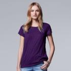 Women's Simply Vera Vera Wang Windy Jacquard Tee, Size: Xs, Purple