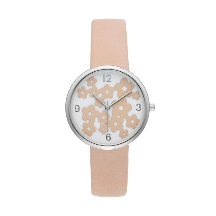 Women's Floral Cutout Watch, Size: Medium, Pink