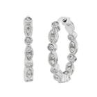 1/4 Carat T.w. Diamond Sterling Silver Hoop Earrings, Women's, White