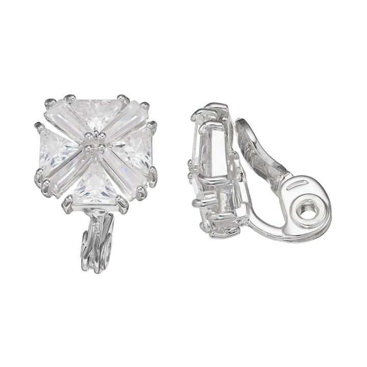 Napier Cubic Zirconia Cluster Clip-on Stud Earrings, Women's, Silver