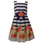 Girls 4-6x Jessica Ann Striped Floral Dress, Girl's, Size: 6, Blue (navy)