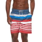 Men's Croft & Barrow&reg; Home Free Striped Swim Trunks, Size: Medium, Red