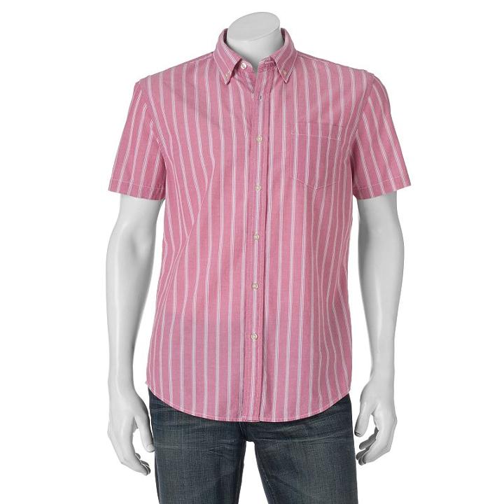 Men's Sonoma Goods For Life&trade; Modern-fit Poplin Button-down Shirt, Size: Xl, Pink
