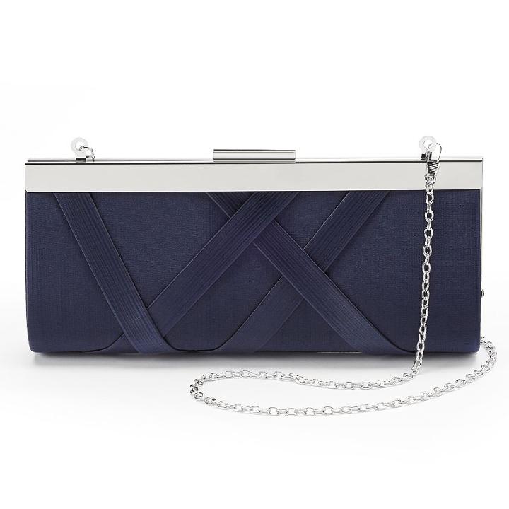 Lenore By La Regal Crisscross Satin Clutch, Women's, Blue (navy)