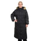 Plus Size Excelled Hooded Long Puffer Coat, Women's, Size: 2xl, Black