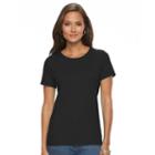 Women's Croft & Barrow&reg; Essential Crewneck Tee, Size: Small, Black