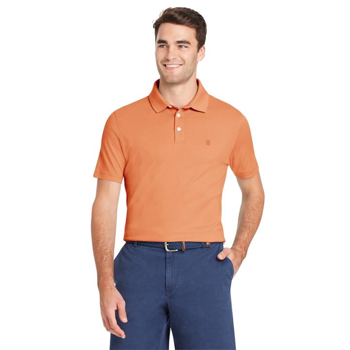 Men's Izod Interlock Solid Polo, Size: Small, Drk Orange