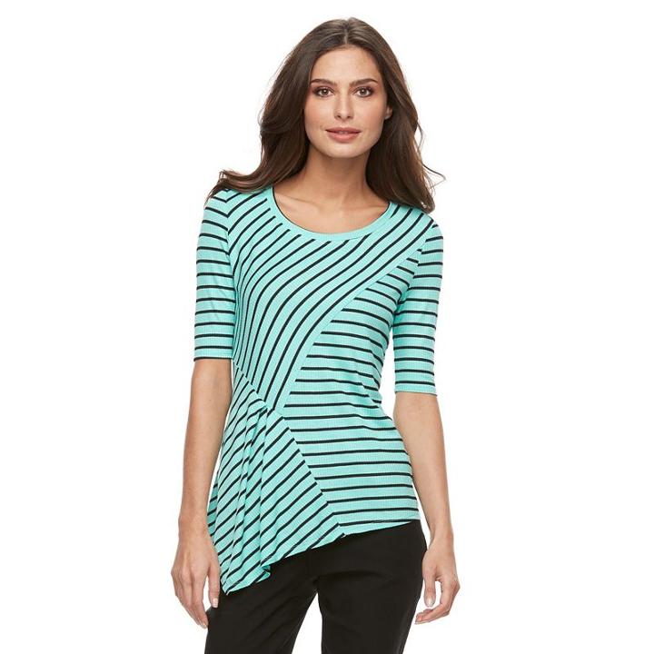 Petite Apt. 9&reg; Asymmetrical Ribbed Tee, Women's, Size: S Petite, Brt Green
