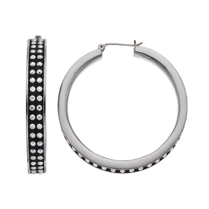 Simply Vera Vera Wang Rhinestone Studded Faux Suede Nickel Free Hoop Earrings, Women's, Silver