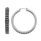 Simply Vera Vera Wang Rhinestone Studded Faux Suede Nickel Free Hoop Earrings, Women's, Silver
