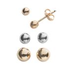 Everlasting Gold 14k Gold Two Tone Ball Stud Earring Set, Women's, Multicolor