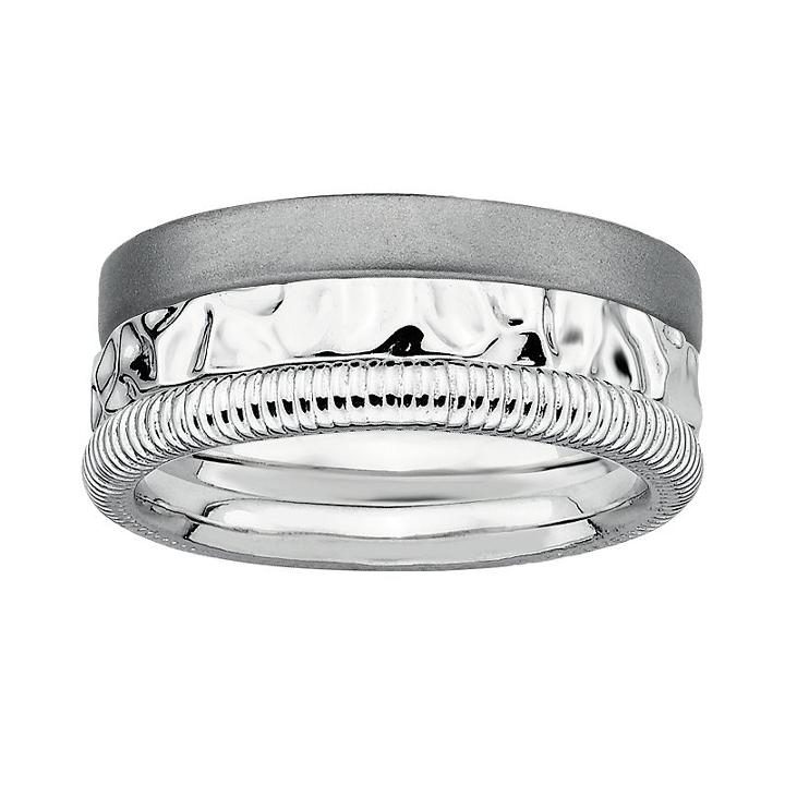 Stacks And Stones Sterling Silver Stack Ring Set, Women's, Size: 6, White