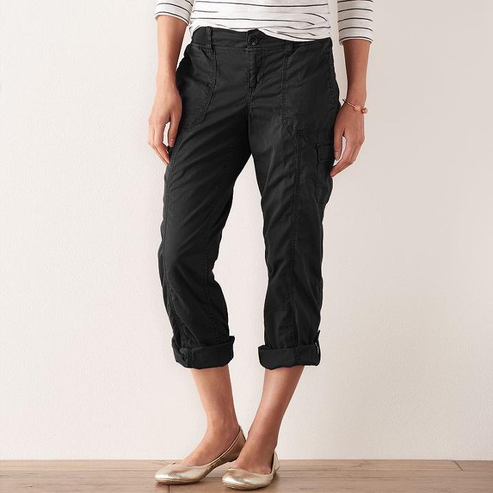 Petite Sonoma Goods For Life&trade; Cargo Convertible Pants, Women's, Size: 4 Petite, Black