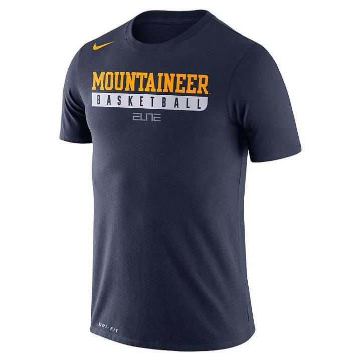 Men's Nike West Virginia Mountaineers Basketball Practice Dri-fit Tee, Size: Medium, Blue (navy)