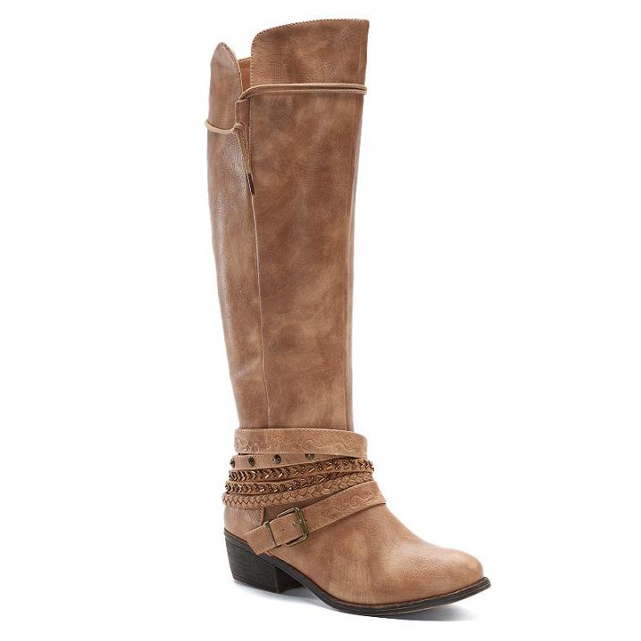 So&reg; Message Women's Knee High Riding Boots, Size: Medium (8), Beig/green (beig/khaki)