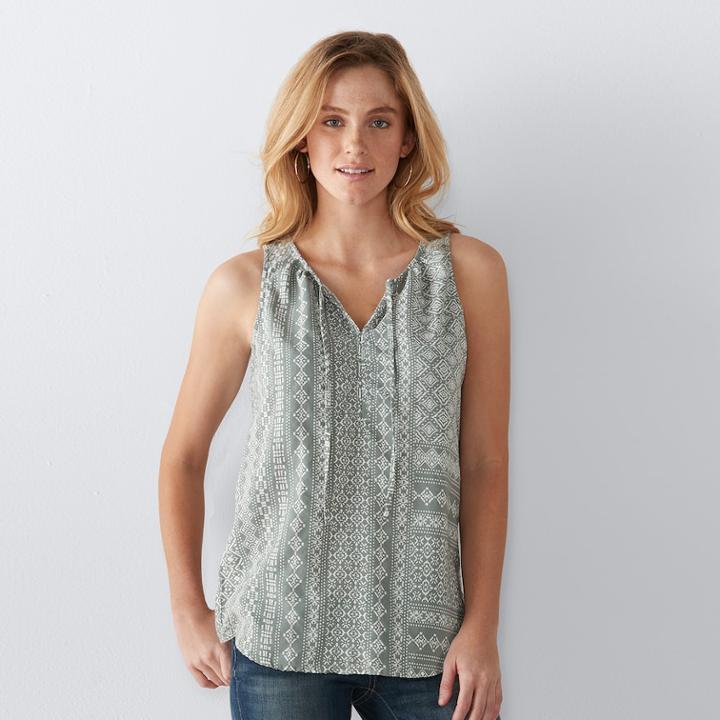 Women's Sonoma Goods For Life&trade; Print Challis Tank, Size: Small, Lt Green