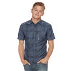 Men's Rock & Republic Plaid Rolled Button-down Shirt, Size: Xl, Blue