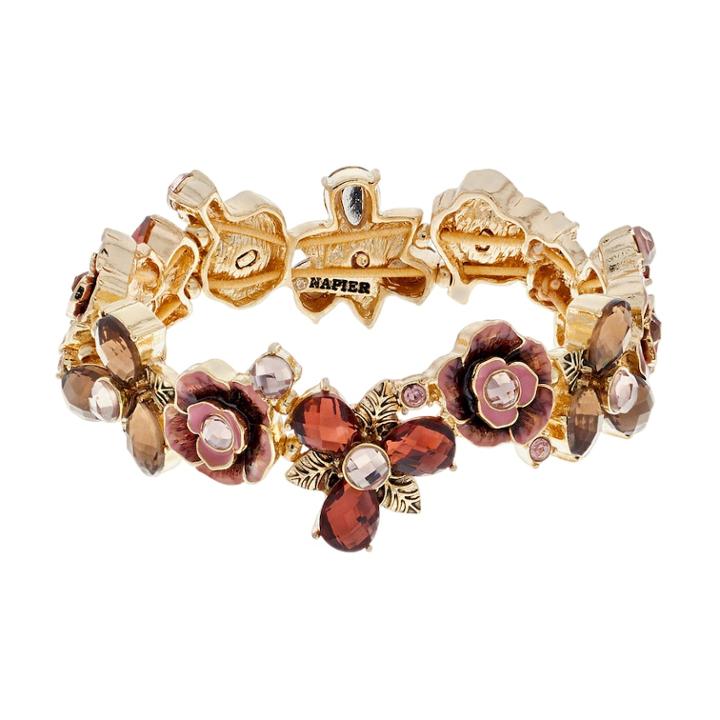 Napier Gold Tone Flower Stretch Bracelet, Women's, Multicolor