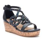 So&reg; Girls' Beaded Wedge Sandals, Girl's, Size: 1, Black