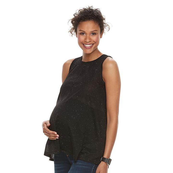 Maternity A:glow Nep Crewneck Tank, Women's, Size: L-mat, Black