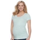 Maternity A:glow Essential Ruched V-neck Tee, Women's, Size: S-mat, Med Blue