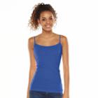 Juniors' So&reg; Scoopneck Satin-trim Cami Tank Top, Girl's, Size: Large, Blue (navy)