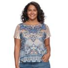 Plus Size World Unity Print Sublimation Tee, Women's, Size: 1xl, Blue Other