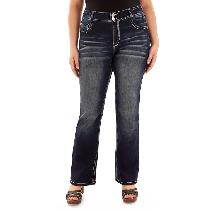 Juniors' Plus Size Wallflower Luscious Curvy Bootcut Jeans, Teens, Size: 16, Blue Other