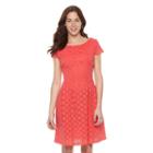Women's Ronni Nicole Circle Lace Fit & Flare Dress, Size: 16, Drk Orange