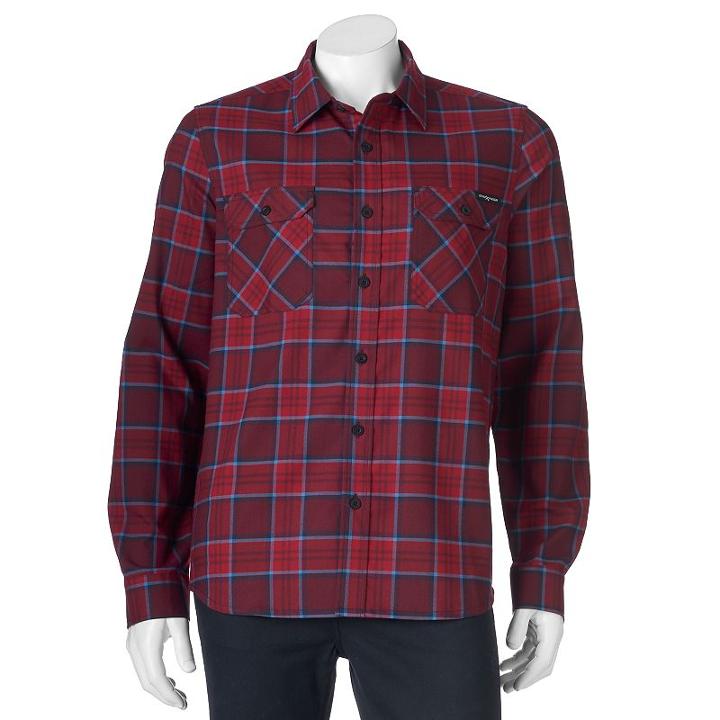 Men's Zeroxposur Classic-fit Plaid Performance Flannel Button-down Shirt, Size: Xxl, Red