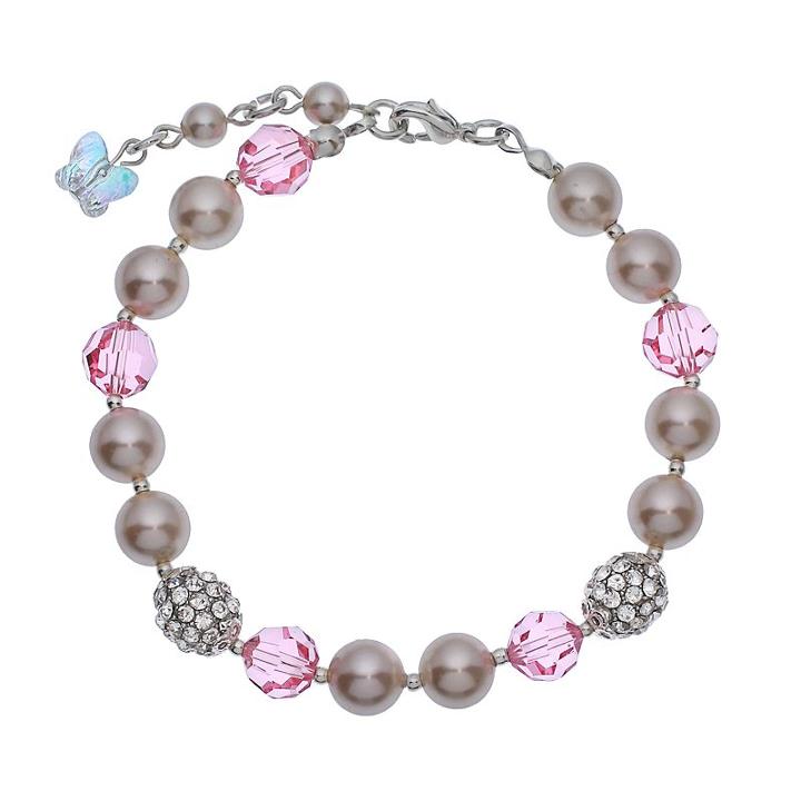 Crystal Avenue Silver-plated Simulated Pearl And Crystal Bracelet - Made With Swarovski Crystals, Women's, Size: 7, Red