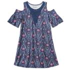 Girls 7-16 & Plus Size Mudd&reg; Patterned Cold Shoulder Dress, Girl's, Size: 14, Med Blue