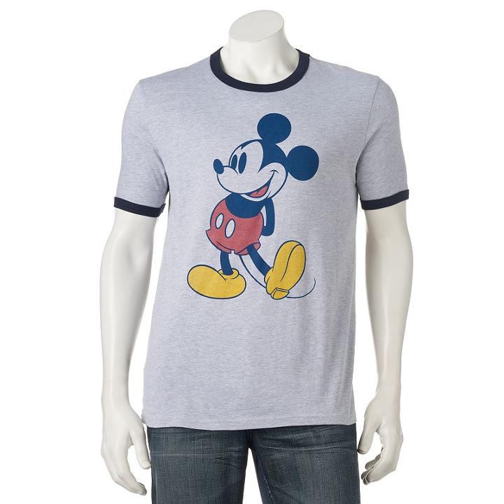 Men's Mickey Mouse Ringer Tee, Size: Xxl, Brt Purple