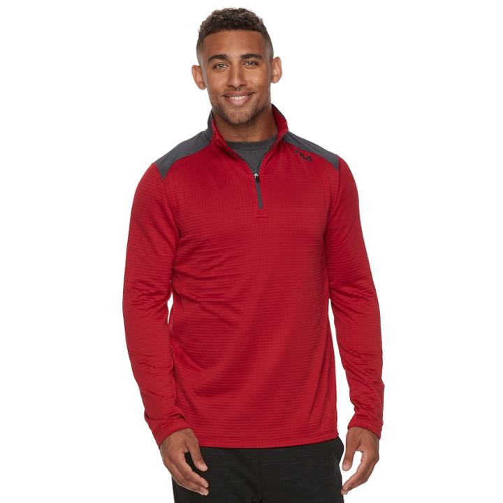 Men's Fila Sport&reg; Thermal Quarter-zip Top, Size: Large, Med Red