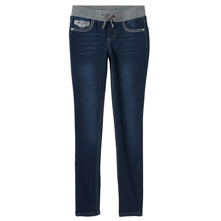 Girls 7-16 Vanilla Star Embellished Knit Waist Jeggings, Size: 10, Blue