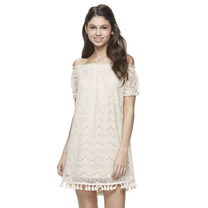 Juniors' Mason & Belle Lace Off The Shoulder Dress, Girl's, Size: Medium, Natural