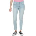 Juniors' So&reg; Exposed Button High-waisted Ankle Jeggings, Teens, Size: 1, Blue